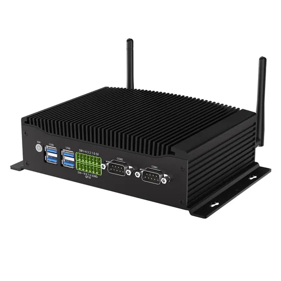 Computadora PC industrial, Mini PC con LAN dual inalámbrica con Intel Gemini Lake-R Series Embedded, 4 Gigabit LAN para enrutador, 1* SATA3.0,1* HDMI2.0,2* USB3.0,N-Box-J3